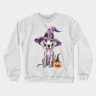 Watercolor Great Dane Dog in Witch Hat Crewneck Sweatshirt